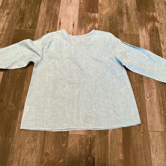 FLAX Designs 100% Linen Tunic 3/4 Sleeve Mint Green Sz medium - Picture 6 of 7